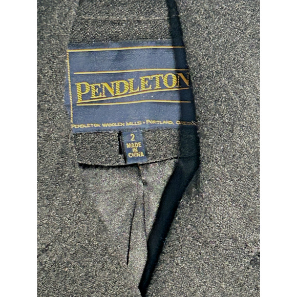 Pendleton Women’s 2 Gray Wool Silk Long Peacoat Coat - Picture 3 of 10